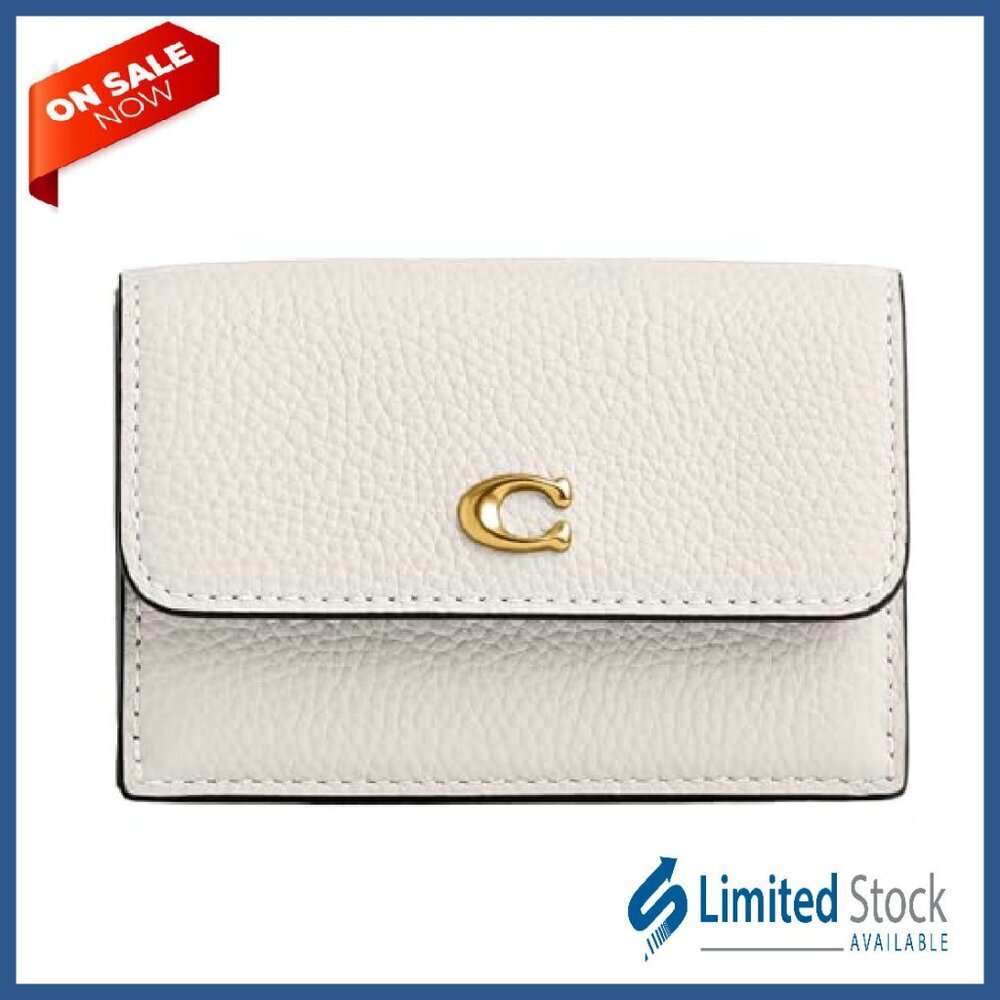 Polished Pebble Leather Mini Trifold Wallet with Snap Closure - Picture 2 of 6